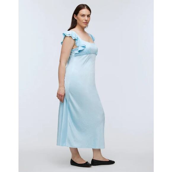 Madewell Flutter-Sleeve Maxi Slip Dress Baby Blue sz 8 - Picture 3 of 6
